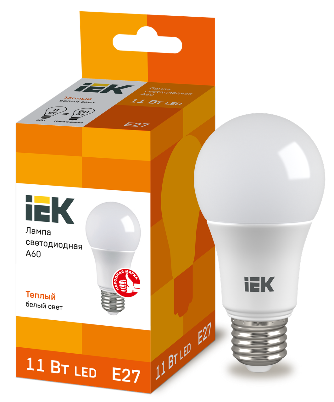 Лампа светодиодная ECO A60 шар 11Вт 230В 3000К E27 IEK