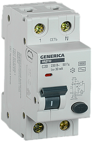 Автоматический выключатель дифференциального тока АВДТ 32 С20 GENERICA ИЭК