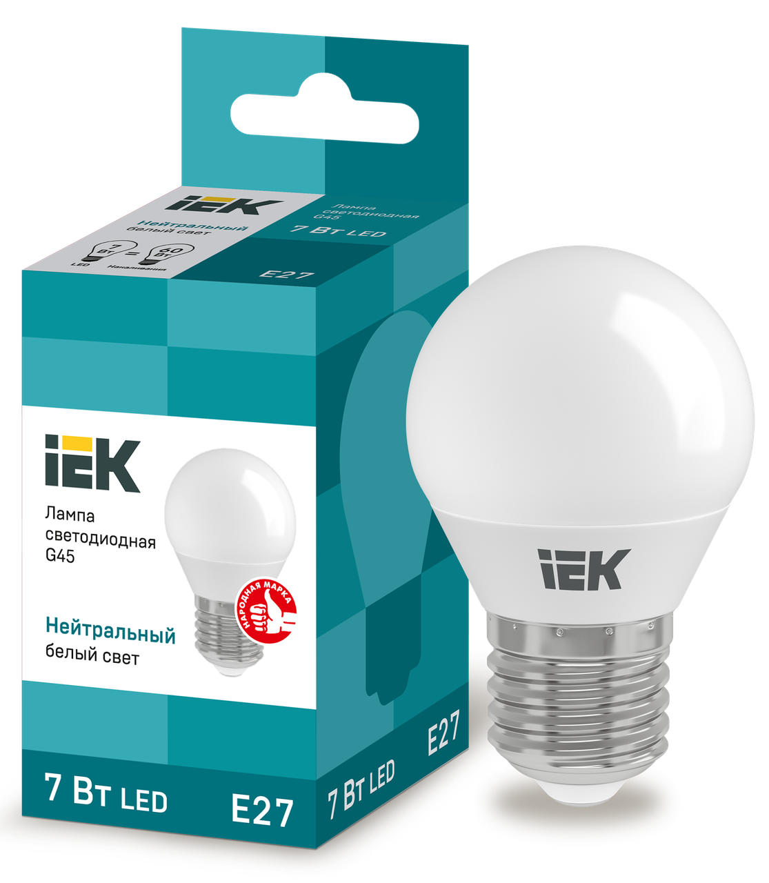 Лампа светодиодная ECO G45 шар 7Вт 230В 4000К E27 IEK