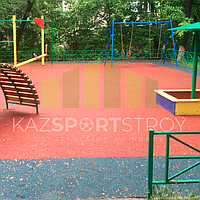 Резиновое покрытие на 36 детских площадок в городе Алматы за 2018 год.