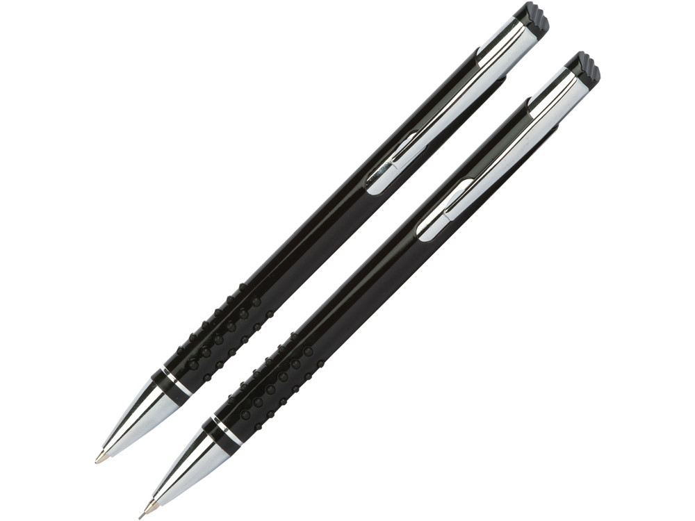 Набор Онтарио: ручка шариковая, карандаш механический, черный/серебристый - фото 1 - id-p75829285
