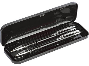 Набор Онтарио: ручка шариковая, карандаш механический, черный/серебристый, фото 2