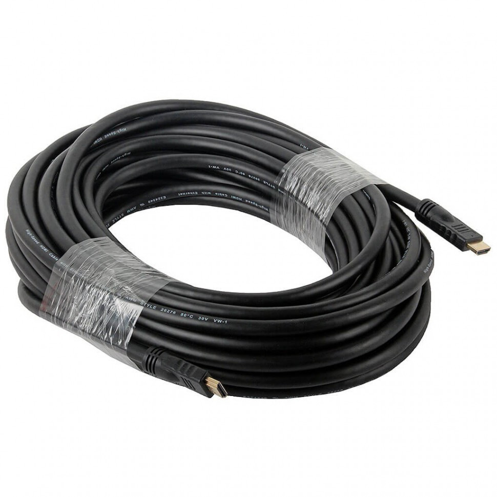 Кабель HDMI Cablexpert CC-HDMI4-20M, 20м, v1.4, 19M/19M, черный, позол.разъемы, экран, пакет