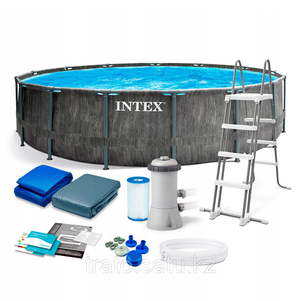 Каркасный бассейн Intex 26742 457х122 Grey Wood Prism Frame Premium