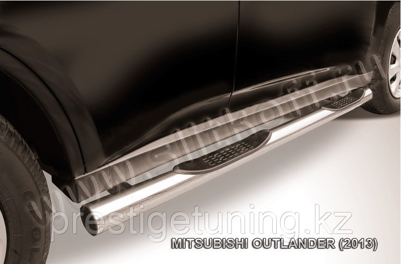 Защита порогов d76 с проступями Mitsubishi Outlander 2012-14