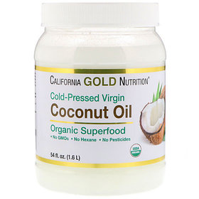 Органическое кокосовое масло первого отжима нерафинированное, 1,6 л, California Gold Nutrition