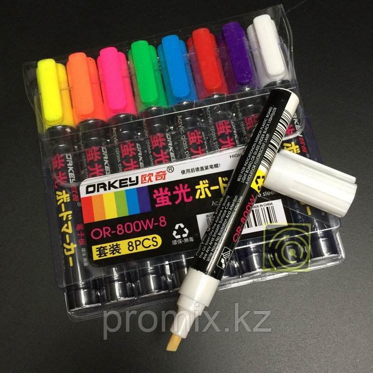 Флуоресцентные маркеры для LED доски, набор 8 шт. ORKEY OR-800W-8 - фото 5 - id-p75853175