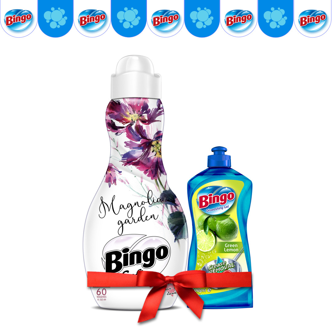 Концентрат для белья Bingo Magnolia 1440 мл (в подарок Жидкость для посуды)