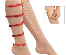 Анитиварикозные гольфы Zip Sox (Зип Сокс) S/M бежевый. Черная пятница!, фото 2