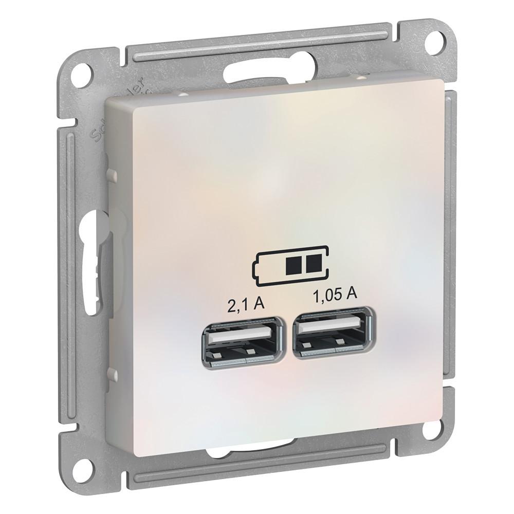 Розетка USB 5В/2, 1А, механизм, ЖЕМЧУГ /ATN000433/