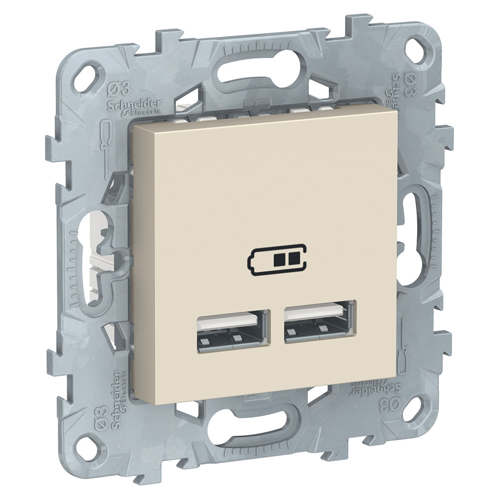 UN розетка USB, 2-местная, 2100 мА, беж /NU541844/