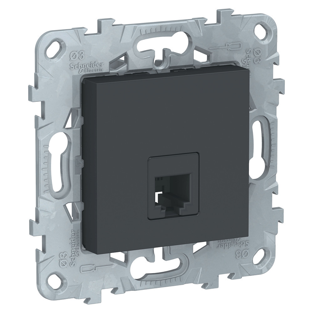 UN розетка RJ11, одиночная, 4 конт, антрацит /NU549254/