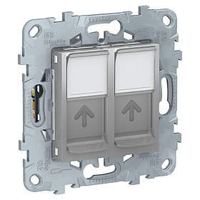 UN розетка RJ45, двойная, кат.6 UTP алюмин /NU542430/