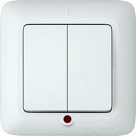 Выключатель 2-клавишный С 56-039-би Wessen скрытой установки с индикатором