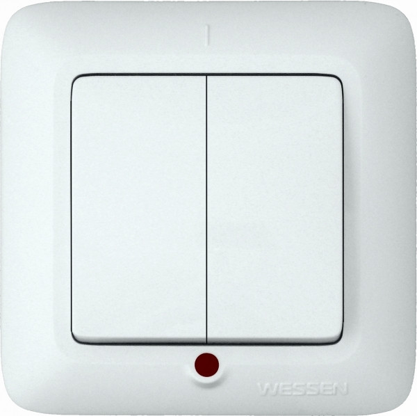 Выключатель 2-клавишный С 56-039-би Wessen скрытой установки с индикатором - фото 2 - id-p75501194