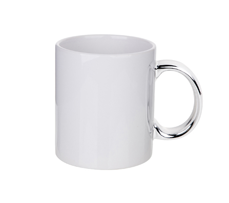 Кружка белая под сублимацию ручка "Серебро"