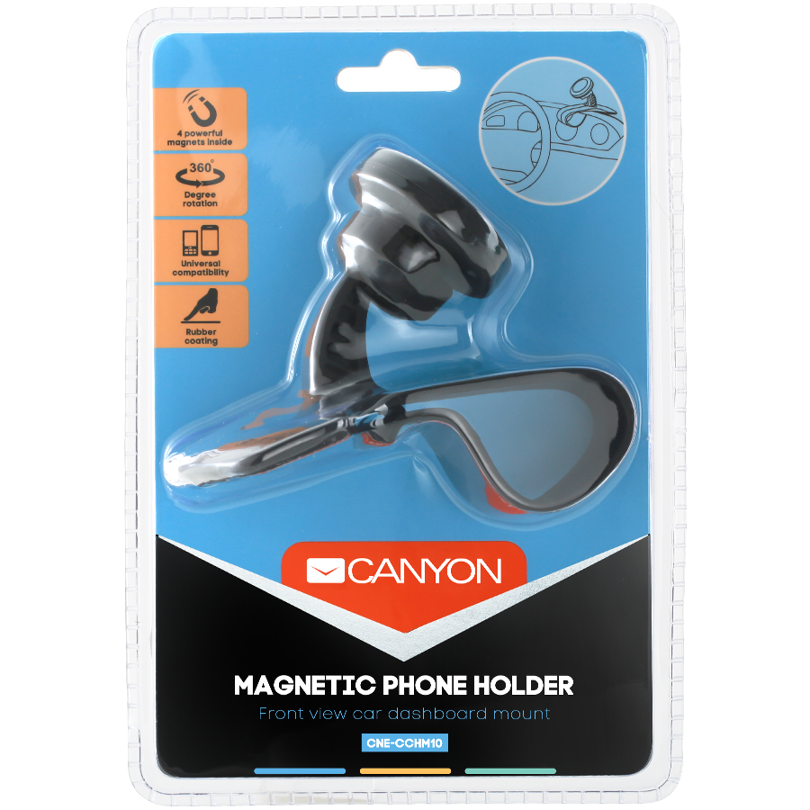 Автодержатель Canyon Car Holder for Smartphones,magnetic suction function, black
