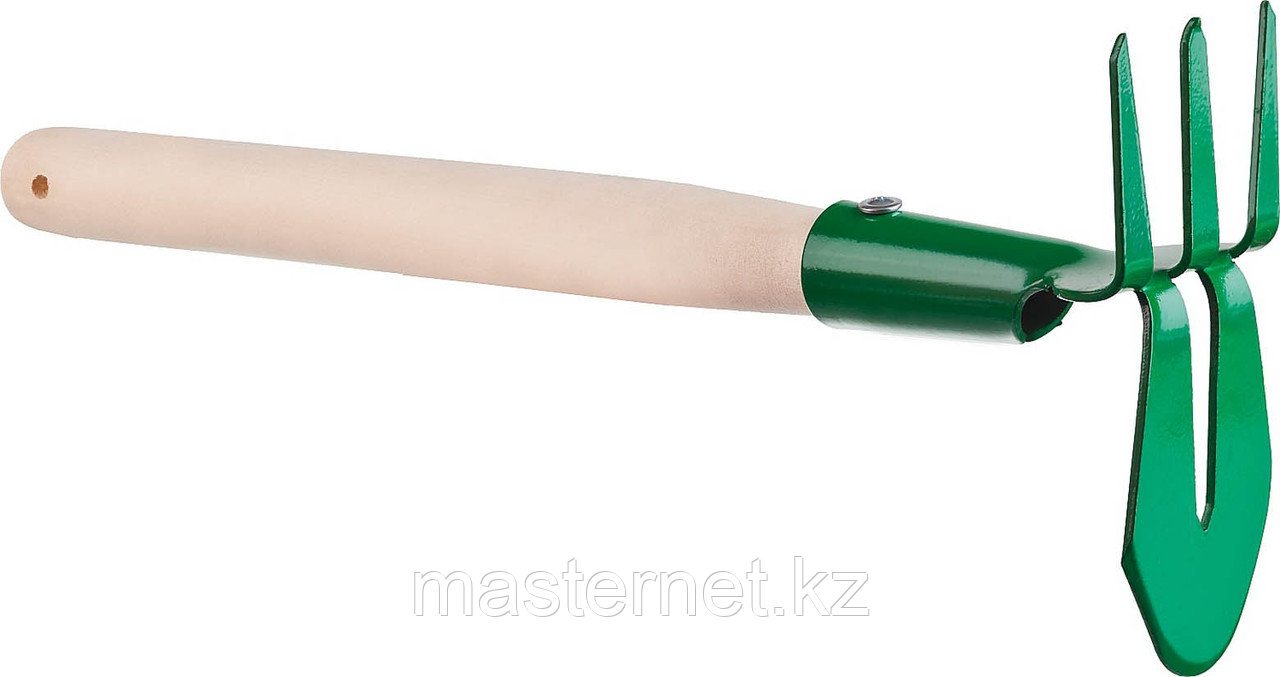 Мотыга-рыхлитель, РОСТОК 39625, с деревянной ручкой, "лепесток+3 зуба" прямая, 155x70x425мм - фото 2 - id-p45773381