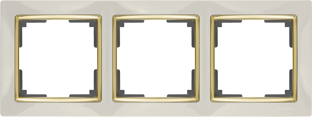 Рамка на 3 поста /WL03-Frame-03-ivory-GD (слоновая кость/золото)