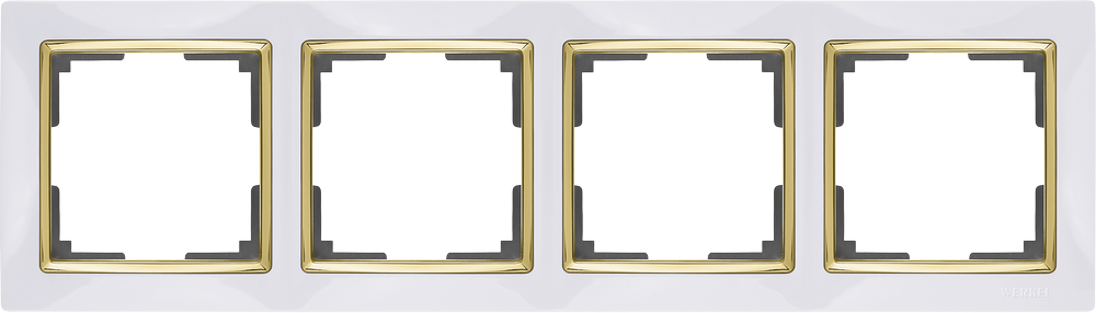 Рамка на 4 поста /WL03-Frame-04-white-GD (белый/золото)