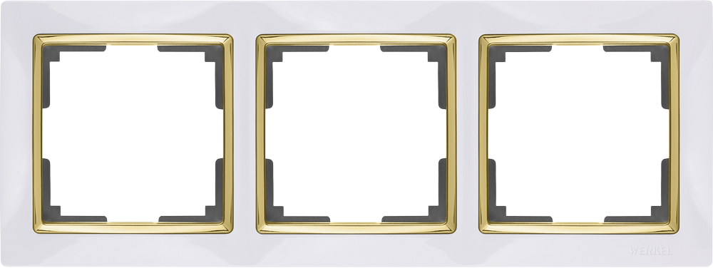 Рамка на 3 поста /WL03-Frame-03-white/GD (белый/золото)