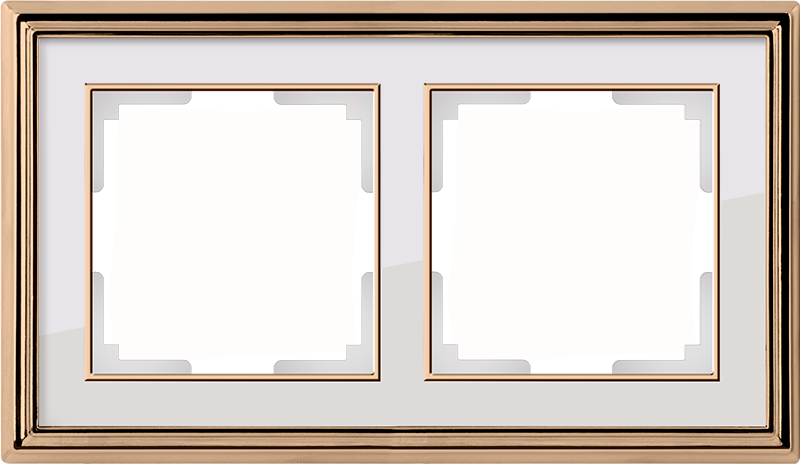 WL17-Frame-02/ Электроустановочные изделия Рамка на 2 поста (золото/белый)