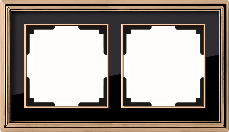 Рамка на 2 поста /WL17-Frame-02 (золото/черный)