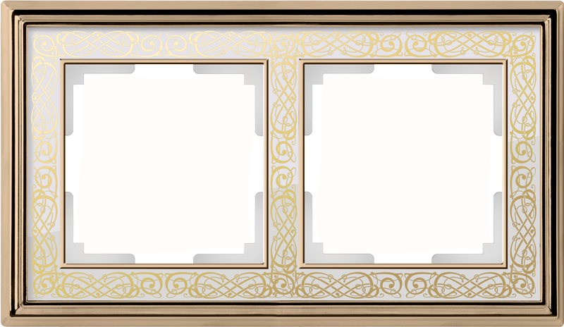 Рамка на 2 поста /WL77-Frame-02 (золото/белый)