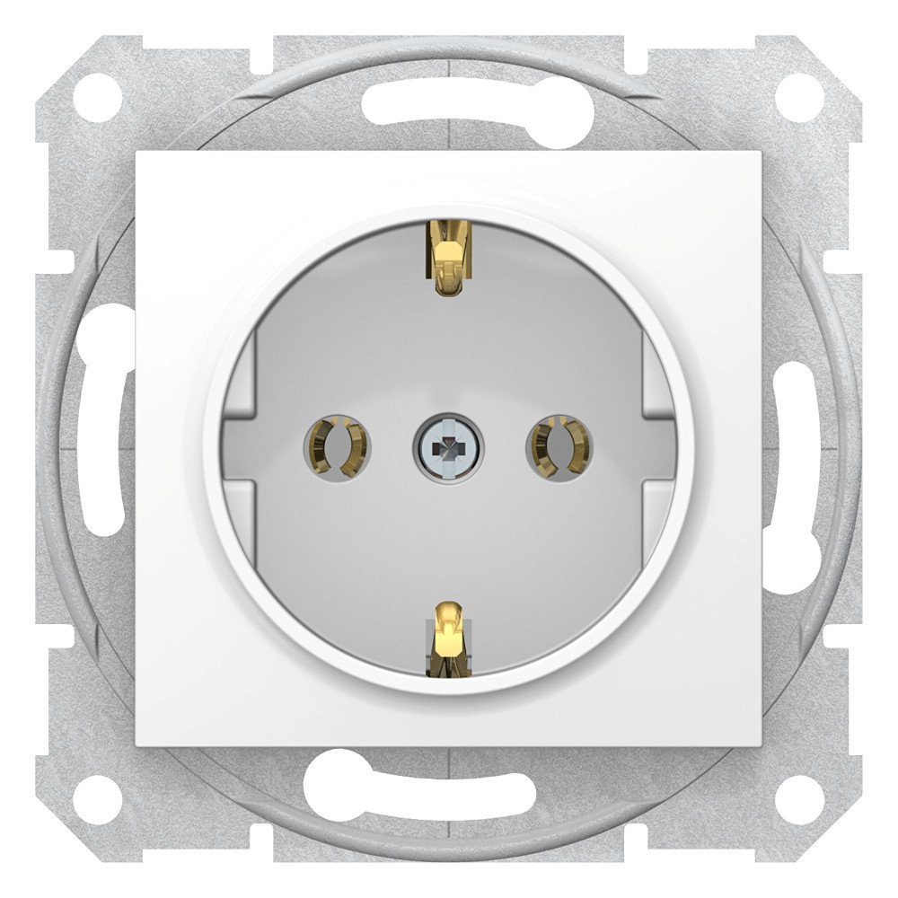 Розетка с заземляющим контактом без шторок Белый, SDN3000521