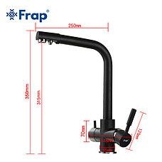FRAP F4352-7 Смеситель д/кухни с питьевым каналом черный высок., фото 2