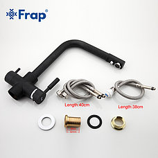 FRAP F4352-7 Смеситель д/кухни с питьевым каналом черный высок., фото 4