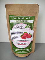 Чай зеленый  листовой с клубникой . NEHA .Green  leaf tea with strawberries.100гр. Индия