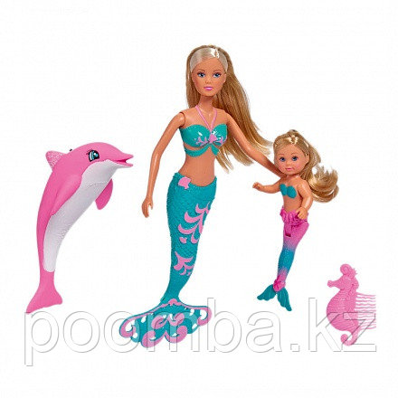 Куклы Штеффи и Еви русалочки с дельфином 29 см Simba