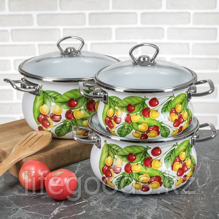 Набор эмалированной посуды из 3-х кастрюль,(1,5 л, 2,5 л, 3,5 л) i1000 "Вкусняшка" I1000вкус, фото 1