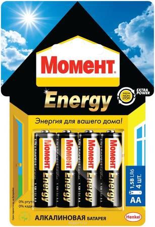 АЛКАЛИНОВЫЕ БАТАРЕЙКИ МОМЕНТ ENERGY 4 x AA