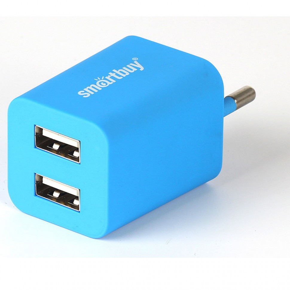 СЗУ SmartBuy TRAVELER, 2*USB, 2А, Soft-touch, синее (SBP-3100)/60