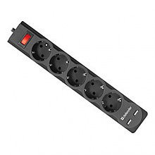 Сетевой фильтр Defender DFS 751 - 1,8 М, 2xUSB, 2.1A, 5 outlets