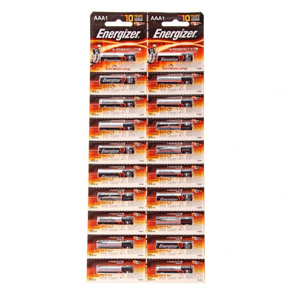 Элемент питания LR03 АAA Energizer Power Alkaline 20 штук в блистере