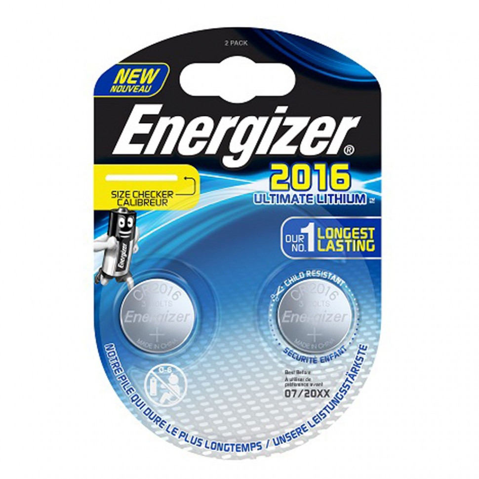 Элемент питания Energizer Ultimate CR2016 -2 штуки в блистере (усиленные)