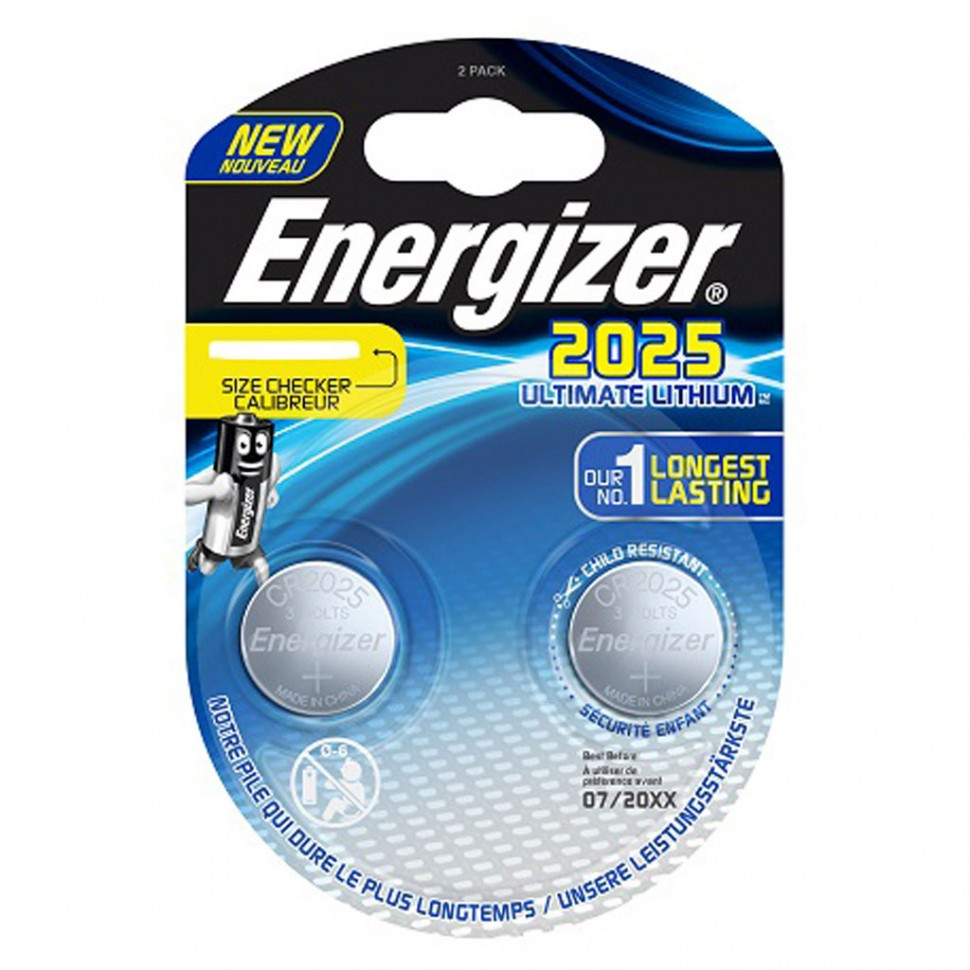 Элемент питания Energizer Ultimate CR2025 -2 штуки в блистере (усиленные)