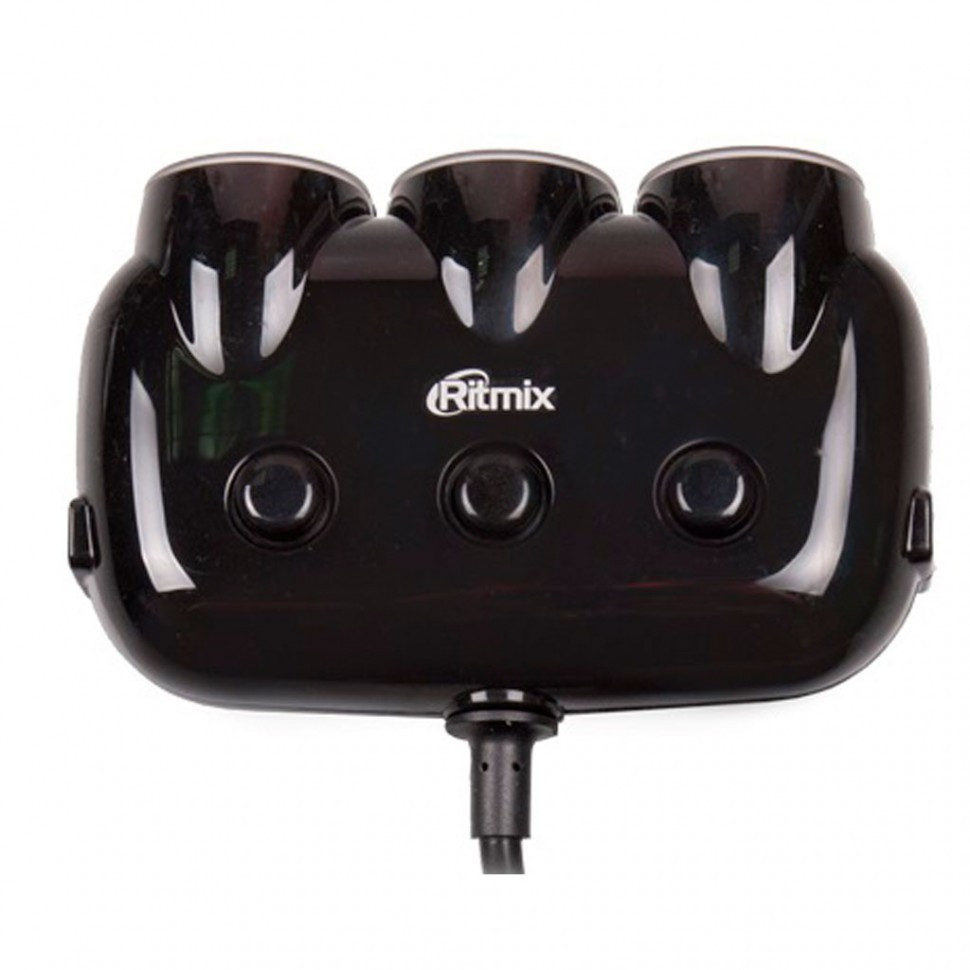 Зарядное устройство автомобильное RITMIX RM-3123DC black 2 порта USB + 3 прикуривателя