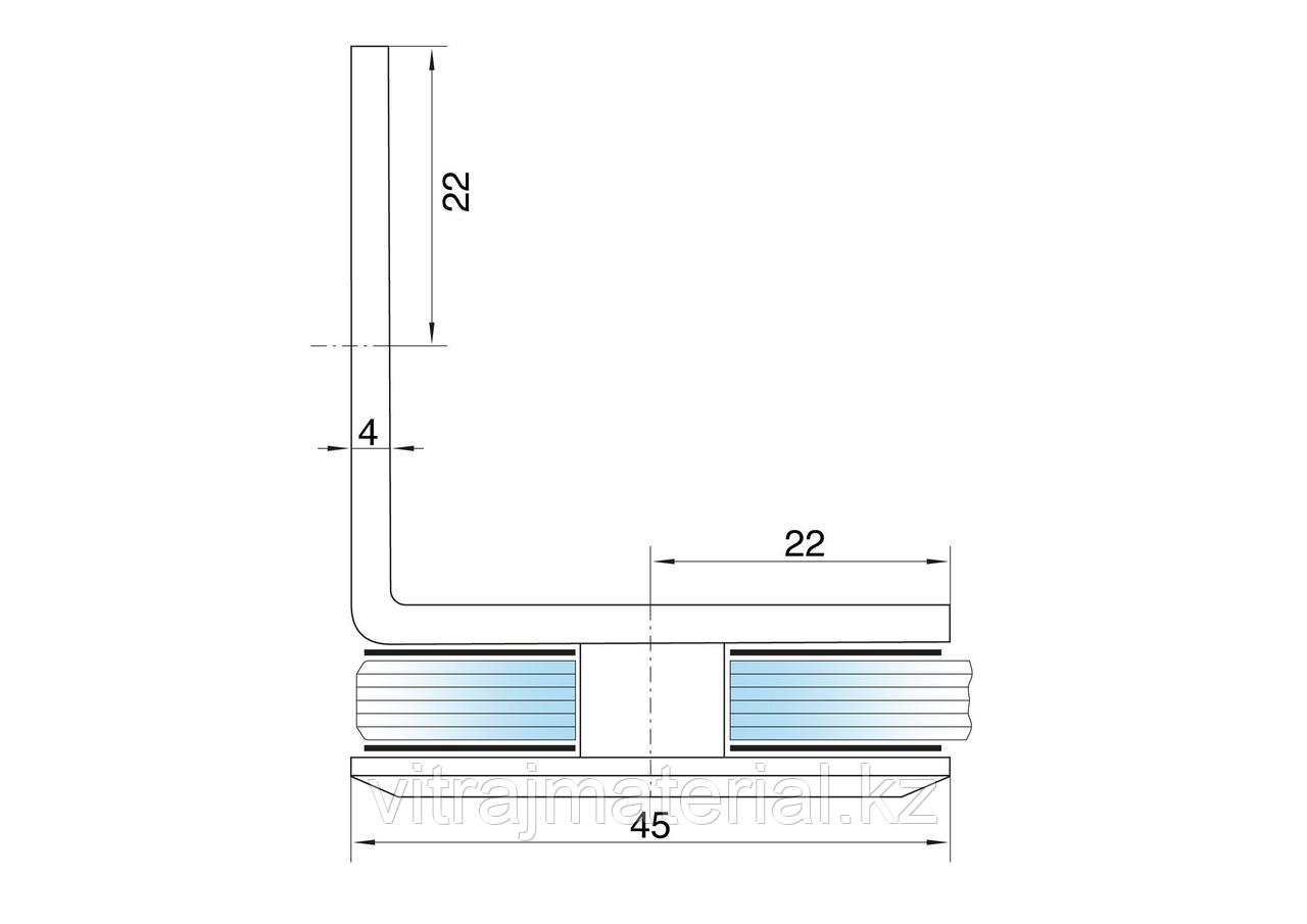 Коннектор DG-1 стена-стекло 90˚ | FGD-143 SUS304/SSS | Нержавейка/Матовая - фото 3 - id-p63519106