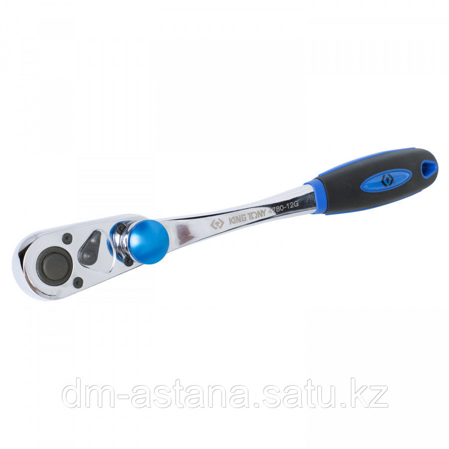 KING TONY Трещотка 1/2", 300 мм, 72 зубца, флажковая с кнопкой, поворотная муфта KING TONY 4780-12G