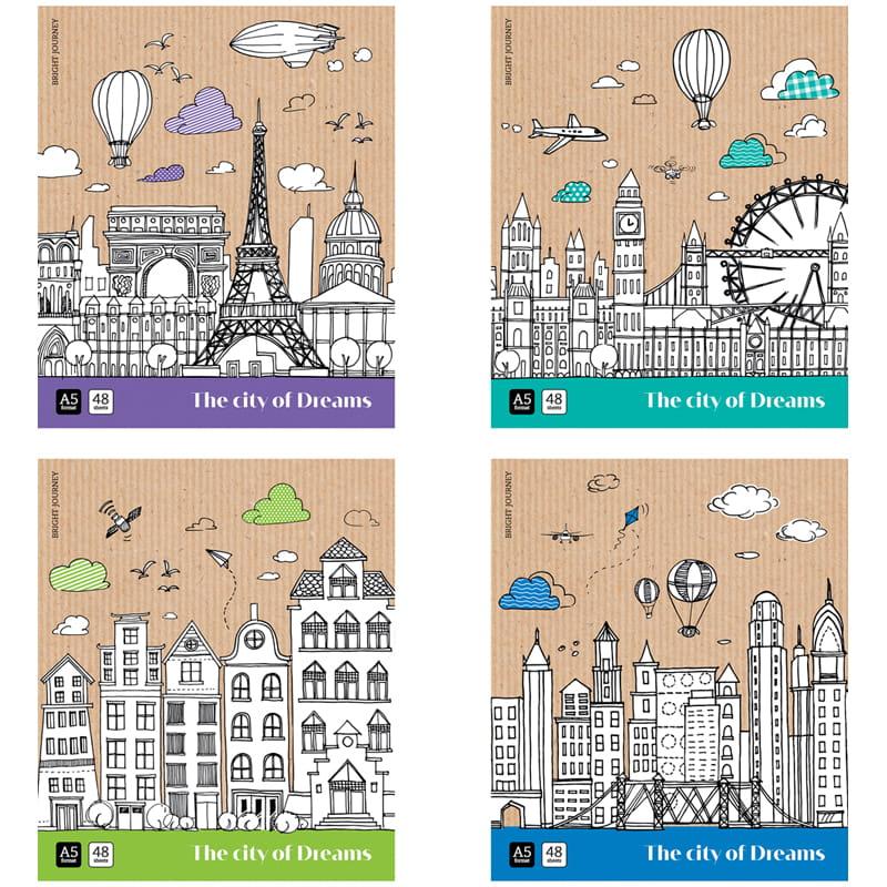 Тетрадь 48л., А5, клетка ArtSpace "Путешествия. City of dreams", ТВИН-лак