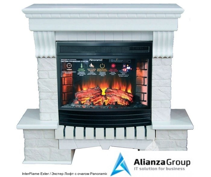 Каменный камин (портал+очаг) InterFlame Exter / Экстер Лофт с очагом Panoramic 06-25Led F/X Panoramic 08-25 Led F/X