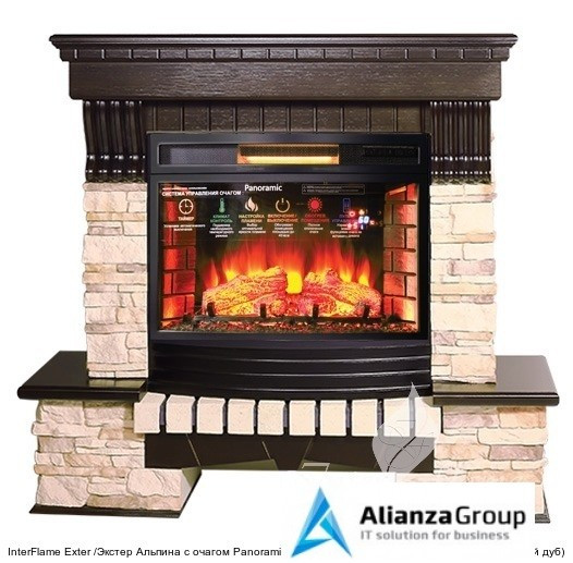 Каменный камин (портал+очаг) InterFlame Exter /Экстер Альпина с очагом Panoramic 06-25Led F/X Panoramic 08-25 Led F/X
