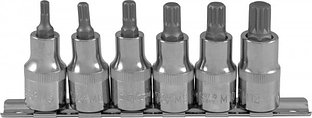 Набор насадок торцевых 1/2"DR с вставками-битами SPLINE на держателе, M5-M12, 6 предметов 912706
