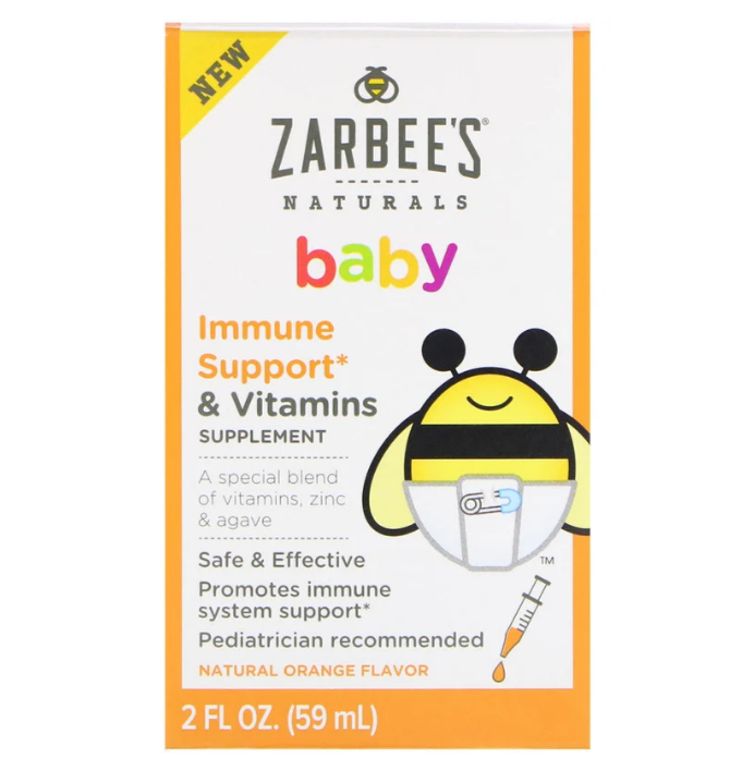 Zarbee's, Детская добавка с витаминами для укрепления иммунитета, с натуральным апельсиновым вкусом, 59 мл (2
