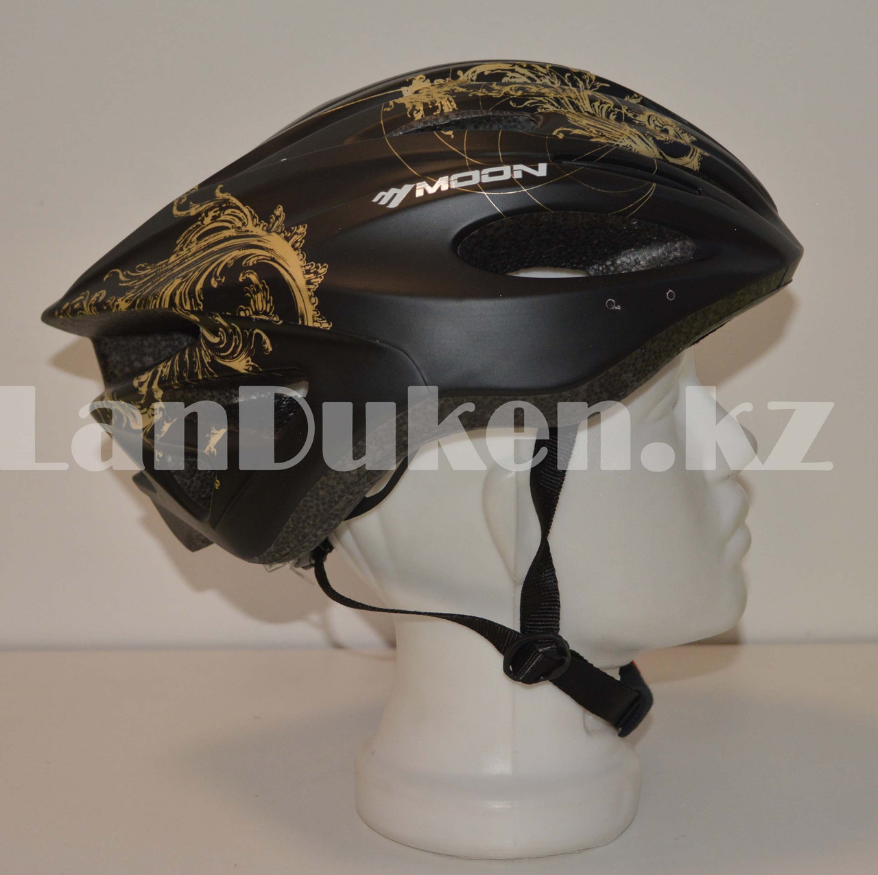 Защитный шлем для катания на роликах и велосипеде MOON матовый черно-золотой - фото 5 - id-p76208410