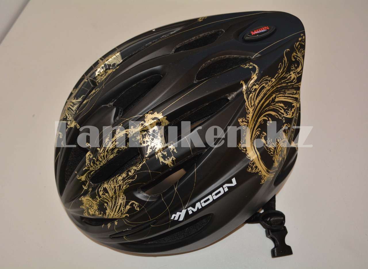 Защитный шлем для катания на роликах и велосипеде MOON матовый черно-золотой - фото 9 - id-p76208410